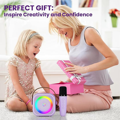 Karaoke Machine for Kids Toys for 4-12+ Year Old, Mini Portable Bluetooth Speaker with 2 Wireless Microphones, Birthday Party for Girls Boys