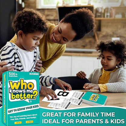 QUOKKA Who Knows Better? - Original - Family Card Trivia Game | Fun Learning & Educational Questions for Families | Suitable for Boys & Girls