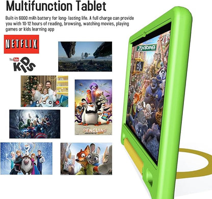 Kids Tablet with Strap, Android 14 Tablet for Kids 10 inch, Toddler Tablets Octa-Core 64GB 1TB Expandable, Children's Tablets with Case, Bluetooth WiFi Parental Control Dual