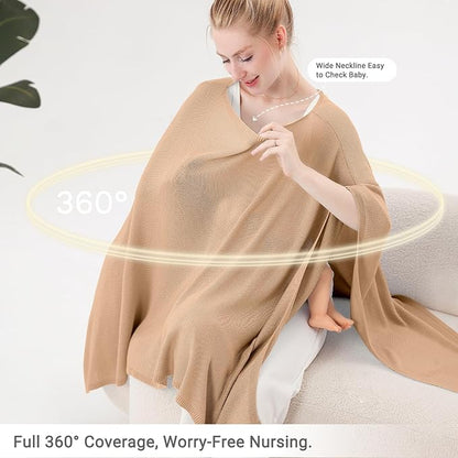 Nursing Cover for Breastfeeding – Privacy Breast Feeding Covers for Women – Soft Lyocell Fabric, Lightweight & Breathable – Multi-Use Scarf, Shawl, Baby Blanket – One Size – With Laundry Bag