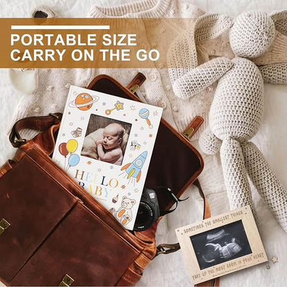 Lanpn Baby Photo Album 4x6 100 Pockets 2 Packs, Mini Linen DIY Window Newborn Bebe Album Memory Book Sets, Holds 100 Top Loader Vertical Pictures Gift for Kids Boy Girl Baby Shower, Colorful