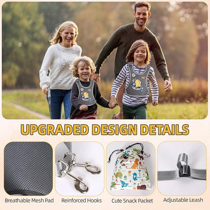 2025 New Safety Harness for Autism and Special Needs Child (3-6 yrs), Anti-Elopement Vest Harness with Light Reflector and Grab Handle for Active, Autistic ADHD Kids,Adjustable Tether Leash with Pouch