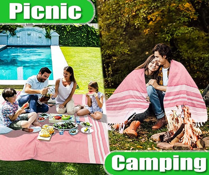 Oversized Turkish Beach Towel Blanket Cotton Giant XL Sandproof Towels Huge Linen XXL Extra Large Big Throw Quilt Blankets for Adults Cloud Travel Camping Glamping Accessories Essentials