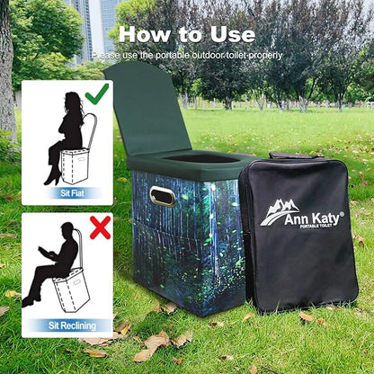 Upgrade XL Portable Toilet for Adults, Extra Large Portable Travel Floding Toilet, Camping Tall Toilets with Lid for Adults and Kids Compact Potty for Car,Hiking,Beach and Camping