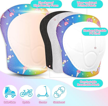 Vvinca Kids Toddlers Bike Helmet Adjustable for Ages 3-5-8 Years, Knee Pads and Elbow Pads Set Wrist Guard Sports Protective Gear Set for Roller Skate Bicycle Skateboard Scooter Girl Boy Birthday Gift