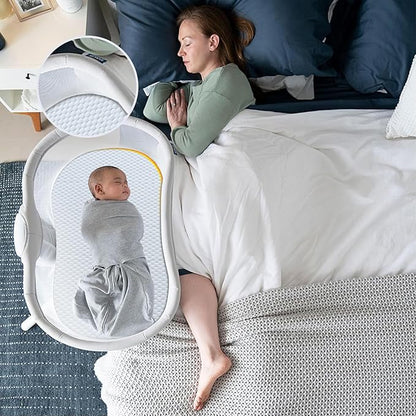 Lisara Baby Bassinet Mattress, 15" x 30" Dual Sided Gel Memory Foam Mattress with Waterproof, Removable and Breathable Ice Silk Cover, Fit for Moses Basket