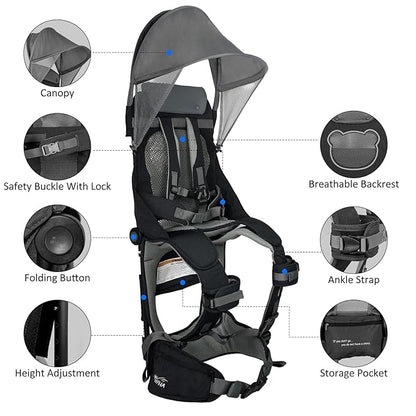 WIPHA Hiking Backpack Carrier, Lightweight Toddler Shoulder Carrier with Sun Shade, Saddle Toddler Backpack for Kids 6 Months to 4 Years Old