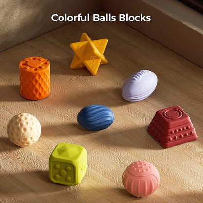 TUMAMA Baby Sensory Ball Set,Soft Textured Squeeze Balls Montessori Toys Easter Egg for Babies Toddlers 3-12 Months