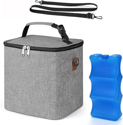 Accmor Breastmilk Cooler Bag with Ice Pack, Baby Bottle Cooler Bags, Insulated Bottle Cooler Tote Bags On The Go, Fits 6 Large 9oz Bottles, for Nursing Mom Daycare Travel, Grey