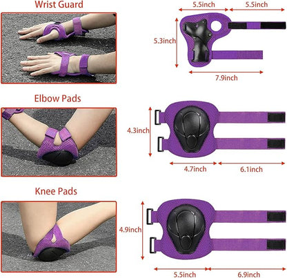 Kids Bike Helmet Set Adjustable for Children, Boys, Girls and Teenagers Aged 3-8 Years Includes Elbow, Knee, Wrist Guards Children's Helmet Protection Set for Bikes SkateboardsRollerskates