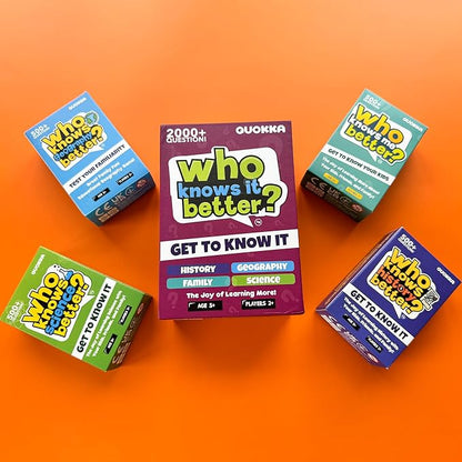 QUOKKA Who Knows Better? - Geography - Family Card Trivia Game | Fun Learning & Educational Questions for Families | Suitable for Boys & Girls