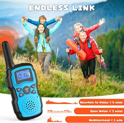 Wishouse Walkie Talkies for Kids Adults Rechargeable 4 Sets with 2 USB Chargers|4X3000mAh Batteries|Lanyards|Family Walky Talky Long Range for Hiking Camping|Xmas Birthday Gift|Boys Girls Present