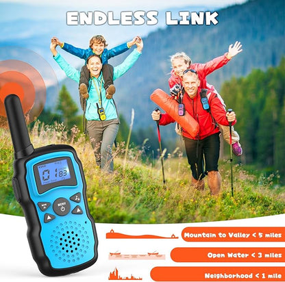 Wishouse Walkie Talkies for Kids 4 Pack,Family Walky Talky Adults Children Radio Long Range,Outdoor Camping Fun Toys Birthday Present Xmas Gifts for 4 5 6 7 8 Year Old Girls Boys No Battery No Charger