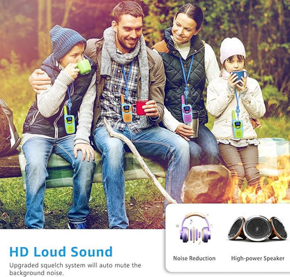 Walkie Talkies for Kids Adults Long Range Rechargeable 4 Pack Drop-resistant FRS 2 Way Radio 4 Miles with Lanyard Battery NOAA USB, Family Toy for 3-12 Year Old Boy Girl Toddler Camping Skiing