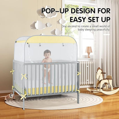 Porayhut Portable Baby Crib Net Safety Mesh Tent,Pop up Infant Mosquito Net, See Through Canopy Netting Cover for Baby&Toddler to Keep Baby from Climbing Out.