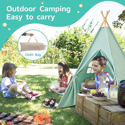 Teepee Tent for Kids-Portable Children Play Tent Indoor Outdoor (Green)