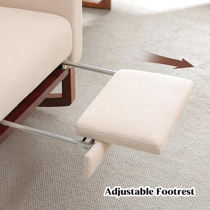 Rocking Chair Nursery, Nursery Rocking Chairs with Foot Rest, Comfy Fabric Glider Rocker Nursing Chair with High Back for Nursing, Living Room, Bedroom, Beige