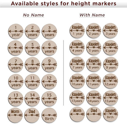 Personalized Wooden Markers for Kids Ruler Growth Chart.