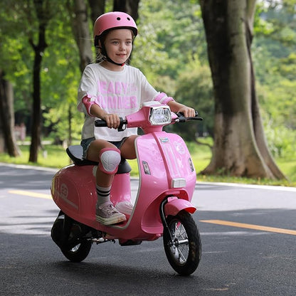 Kids Motorcycle, 2 Wheel Electric Motorcycle for Girls Ages 8-14, 24V Ride on Toys with Music, Story, Headlight, 3 Speed Options, Up to 60min Ride Time, for Riders up to 143 lbs, Easy Assemble, Pink