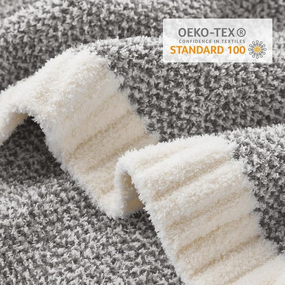 Snuggle Sac Grey Throw XL Blanket, Super Soft Warm Oversized Throw Knit Blankets Fuzzy Plush, Dark Grey, 50x70 inches
