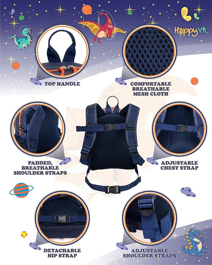 HappyVk- Backpack with Leash for Kids-Anti Lost Walking Toddler Leash-Dinosaur design-for 1-4 Years Old Boys, Girls