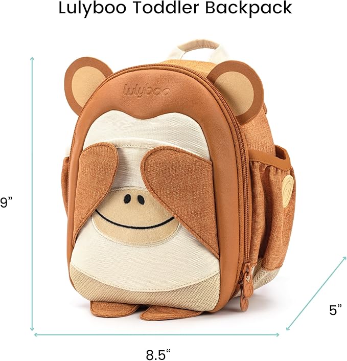 Toddler Harness Backpack Leash - Baby Walking Harness & Anti-Lost Wrist Tether - Kids Backpack 5 Storage Pockets and 2 Adjustable Child Leashes for Kids 1, 2,3,4,5,6,7 Years Old - Ultra-Soft - Monkey