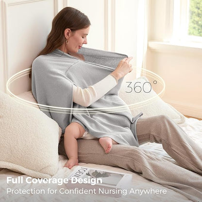 Momcozy Nursing Cover for Breastfeeding, Soft Privacy Poncho, Multi-Use Nursing Shawl, Portable Breast Feeding Covers for Women, Includes Laundry Bag (Grey)