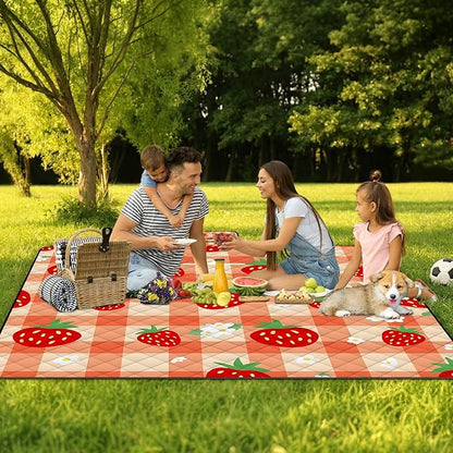 Extra Large Picnic Blanket Waterproof,80"x 80"Foldable Machine Washable Beach Blanket,Outdoor Blanket for 6-8 Adults,Suitable for Indoor Crawling,Park Beach,Camping,Hiking,Family Travel(Orange)