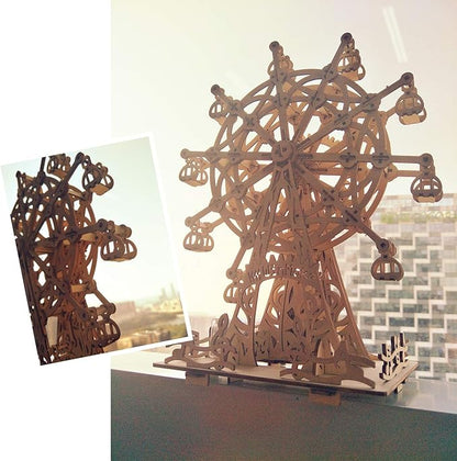 Solar 3D Wooden Puzzle Ferris Wheel DIY Model Kit Craft Sets Educational Wood Mechanical Building Toys for Adult Men Kids