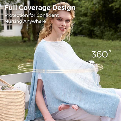 Momcozy Ultra-Light Nursing Cover for Breastfeeding, Soft Breathable Tencel™ Lyocell Fabric, Multi-Use Feeding Shawl, Newborn Essentials Must Haves(Blue)