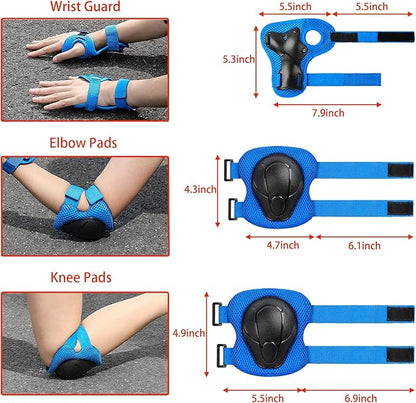 Kids Bike Helmet Set Adjustable for Children, Boys, Girls and Teenagers Aged 3-8 Years Includes Elbow, Knee, Wrist Guards Children's Helmet Protection Set for Bikes SkateboardsRollerskates
