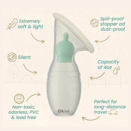 Manual Breast Pump - Breast Milk Collector - Manual Breast Milk Extractor - Breast Milk Extractor Pump - Breastfeeding Pump - Breast Milk Container with Lid and Stopper, BPA and PVC Free