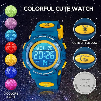 Kids Watch,Boys Watch for 3-15 Year Old Boys,Digital Sport Outdoor Multifunctional Chronograph LED 50 M Waterproof Alarm Calendar Analog Watch for Children with Silicone Band,Kids Gift