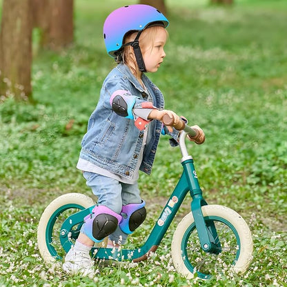 Adjustable Kids Bike Helmet with Knee & Elbow Pads Set, Color Gradient Design for Boys and Girls Aged 3-14+, for Skateboarding, Scooter, Roller & Inline Skating, Longboard