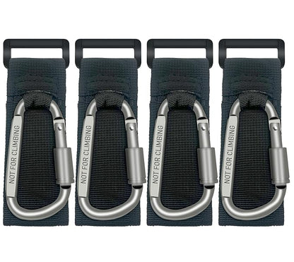 4 Pcs Baby Stroller Hook, Carry 30 lbs per Stroller Carabiner Clip, Adjustable Baby Stroller & Car Seat Hook for Hanging Diaper Bag, Wheelchair,Golf cart, Shopping and Pet Cart