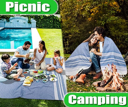 Oversized Turkish Beach Towel Blanket Cotton Giant XL Sandproof Towels Huge Linen XXL Extra Large Big Throw Quilt Blankets for Adults Cloud Travel Camping Glamping Accessories Essentials