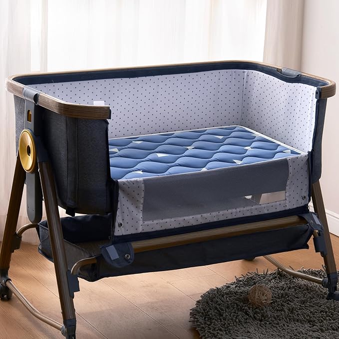 Baby Bassinet Mattress 47x 23.6 inches- Firm Support and Comfort Premium Foam,Noiseless and Odorless,Hypoallergenic Small Crib Mattress, Fits Moses Basket, Dual Sided with Soft Breathable Fabric