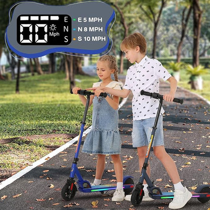 Caroma Electric Scooter for Kids Ages 6-12,150W/180WMotor,10 MPH Max Speed & 7 Miles,Colorful Lights,Adjustable Height & Speed,LED Display,Foldable Kids Electric Scooter 132 Lbs Max Load,Idea Gift
