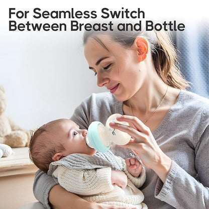 YOHKOH Newborn Glass Baby Bottles with Slow Flow Nipple for 0+ Months, Wide Neck Feeding Bottle, 2.7oz/80ml (Blue, 2.7oz (Pack of 4))