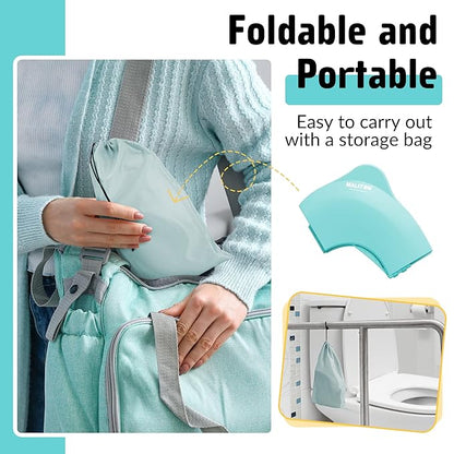 Maliton Travel Potty Seat for Toddler & Kid Travel, Portable Foldable Potty Seat with Storage Bag, Non-Slip Potty Training Toilet Seat Cover wth Splash Guard (Aqua Green)