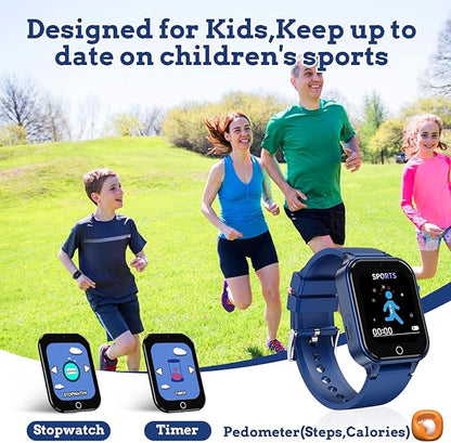 Goodatech Smart Watch for Kids 4-12 Years Boys Girls, 26 Puzzle Games,Camera,Video Music Player,Pedometer,Flashlight,Alarm Clock, Learning Education Toys Gifts (Blue)