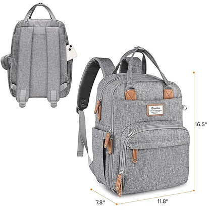 RUVALINO Diaper Bag Backpack-Multifunction Travel Baby Diaper Bag with Changing Pad, Insulated Bottle Holders & Pacifier Case, Large Capacity, Waterproof, Gray
