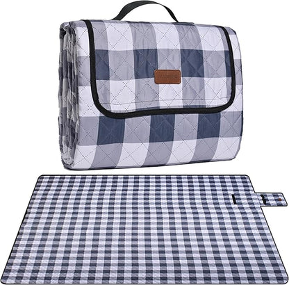 Extra Large Picnic Blanket 80''x 60'' Picnic Mat Waterproof Sand Proof Foldable for Beach, 5-Layer Outdoor Blanket for 6 to 8 Adults,Camping Lawn Hiking Travel Park Music Festival Wedding Mats(Gray)