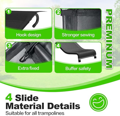 Trampoline Slide, 10FT 12FT 14FT 15FT 16FT Trampoline Universal Outdoor Slides, Trampolines Accessories with Cushioning Effect, Suitable for Kids to Climb Up Slide Down, Safety Slider (Black)