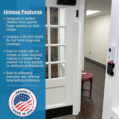 Cardinal Gates PinchNot 180 Degree Door Pinch Guard for Kids Safety-Door Hinge Protector for Babies-CSP24-Door Finger Pinch Shield Single for Front of Door-Child Proof Jamb-Made in USA