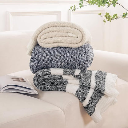 NEXHOME PRO Soft Throw Blankets for Couch, Reversible Warm Blankets Cozy Knit Blanket for Women, Fuzzy Plush Lightweight Throws for Sofa, Bed, Picnic, 50 x 60 inches