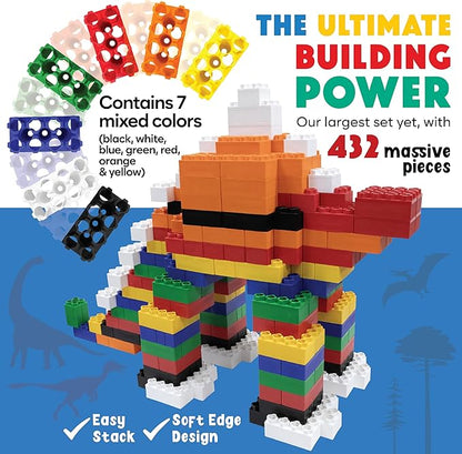 Large Building Blocks for Kids Ages 3-8 – 432 Piece Mega Set – Indoor & Outdoor STEM Toy for Boys & Girls