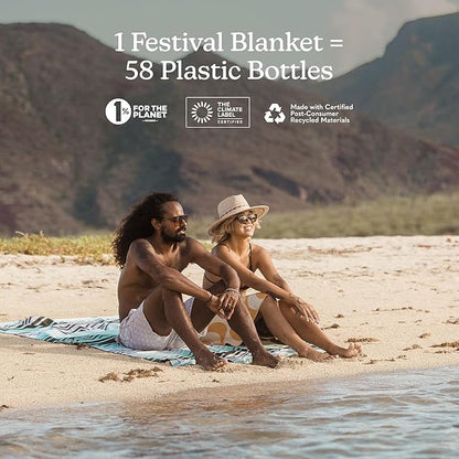 Nomadix Festival Blanket - Perfect for Picnics, Camping, & Lawn Seating - Plush Top & Water Resistant Base - Made with Post Consumer Recycled Materials - Barton Blue - 60x70