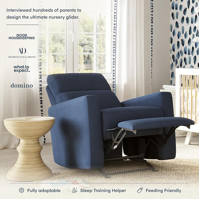 Nurture& The Glider – Premium Power Recliner Nursery Chair with Stationary Headrest | Designed for Comfort and Simplicity | Built-in USB Charger