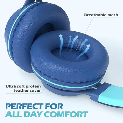 AILIHEN C8 Headphones Wired, On-Ear Headphones with Microphone and Volume Control, Corded 3.5mm Headset for Boys Girl School Smartphones Chromebook Laptop Computer Tablets Airplane Travel (Indigo)